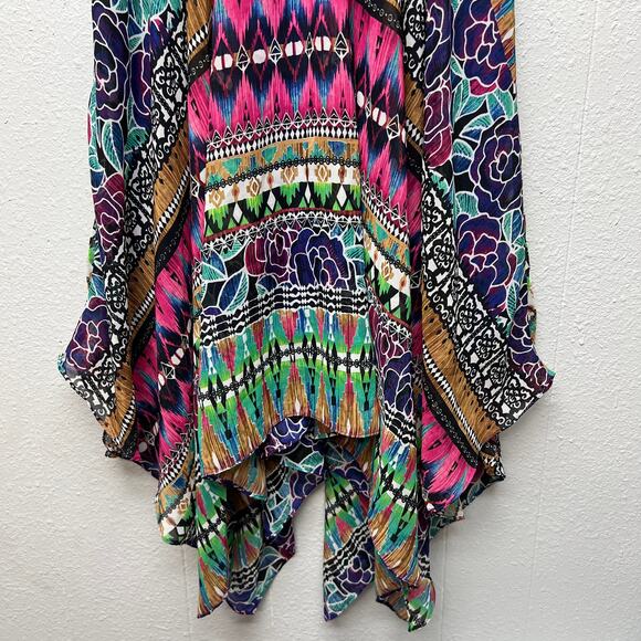 Rabbit Vintage Handkerchief Dress Womens 6 Empire Smocked Waist Artsy Festival - Picture 11 of 15